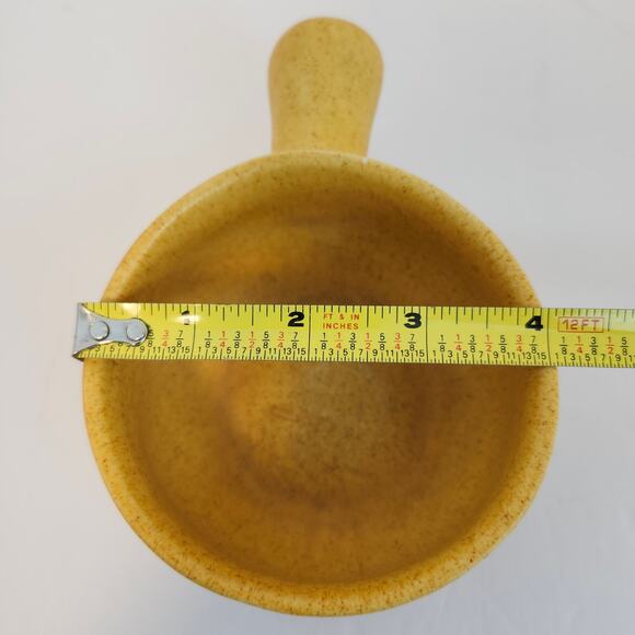 Abu Gosh Ceramics Jerusalem Bowl With Handle Yellow Pottery Israel - Picture 9 of 9